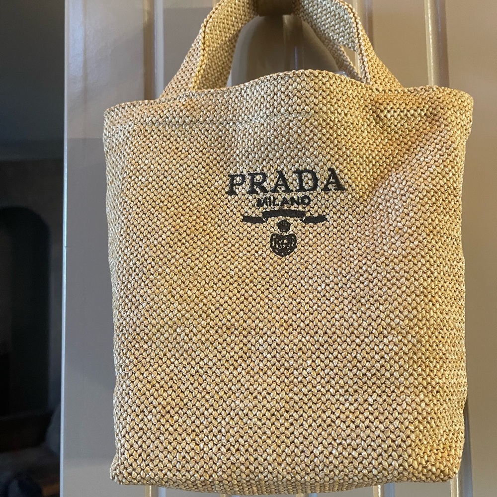Prada Tan Straw Woven Tote